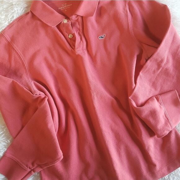 Vinyard Vines Pink Long Sleeve Polo Shirt Kids Size Large 16 - Picture 1 of 7
